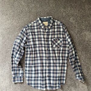 Weatherproof Men's Navy and White Plaid Button-Down Shirt